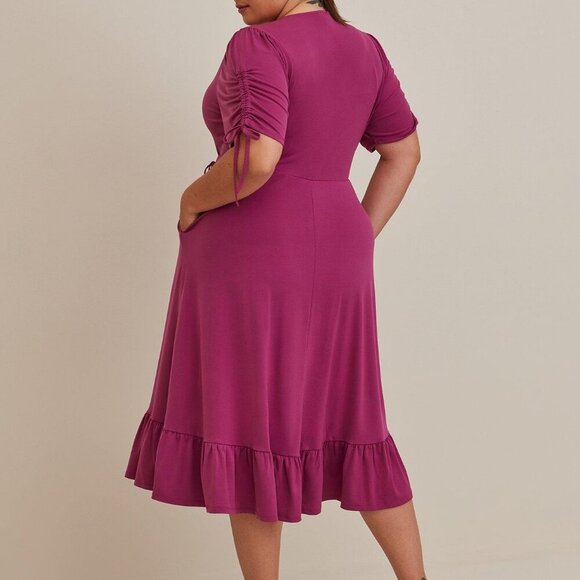 Midi Studio Knit Wrap Dress - Picture 3 of 5